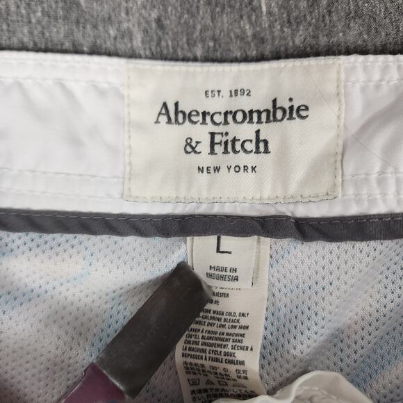 Abercrombie Fitch Board Short sz L Men Hawaiian Hibiscus Tropical Blue White 21" - Picture 4 of 12